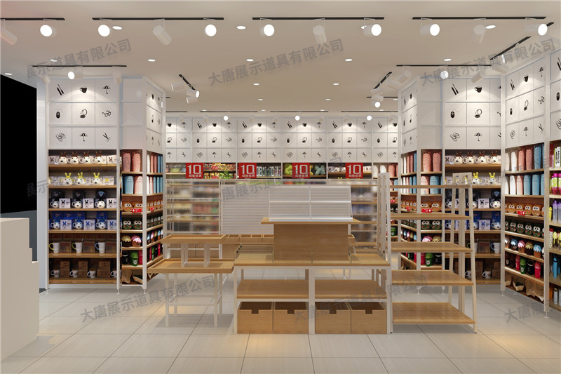 鐵嶺精品百貨店貨架,名創(chuàng)優(yōu)品貨架,鋼木貨架