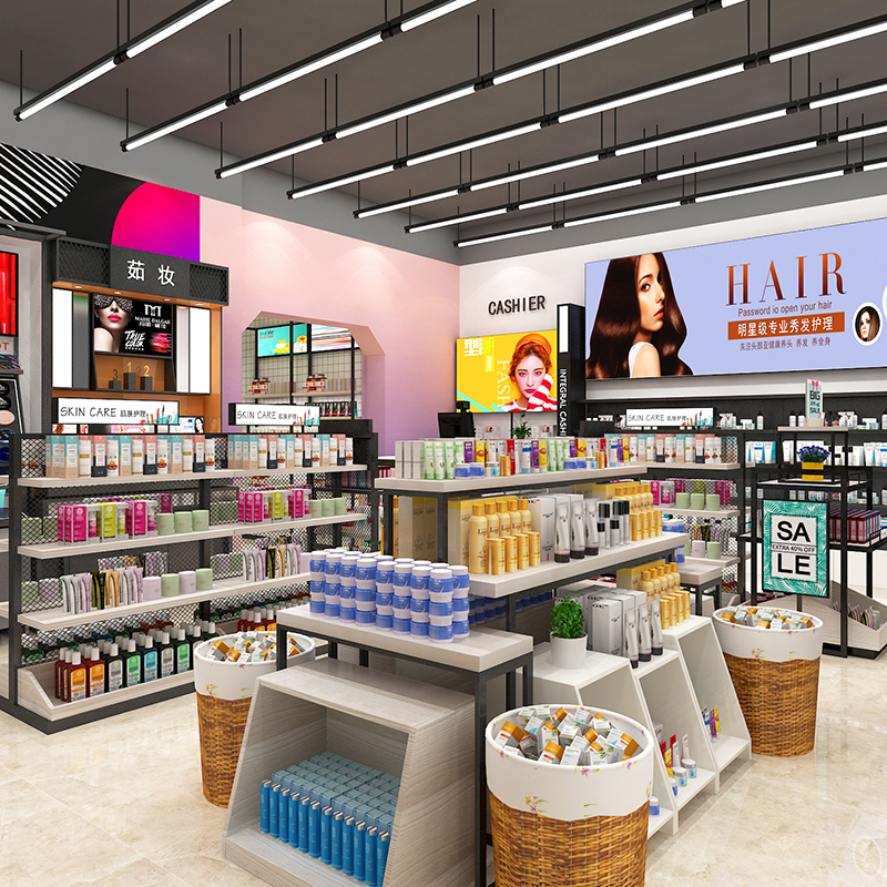 石家莊商場連鎖化妝品陳列柜護膚貨架