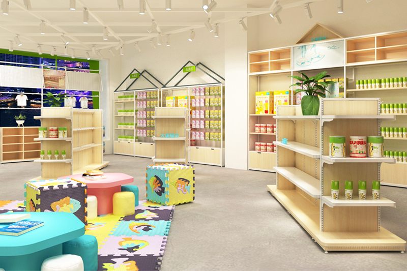 增城母嬰中島貨架,母嬰奶粉陳列架,母嬰整店輸出，邊柜陳列架,大唐展示架,定制貨架