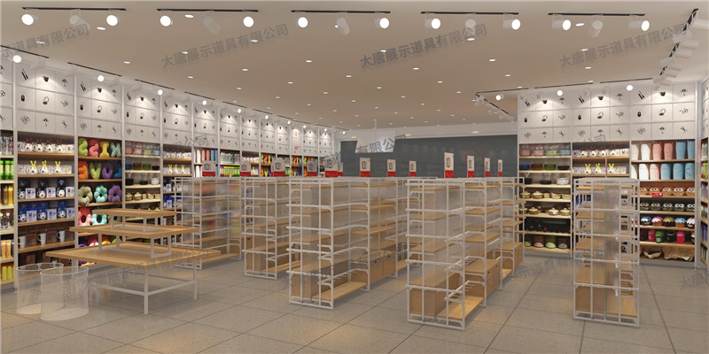 鞍山精品百貨店貨架,名創(chuàng)優(yōu)品貨架,鋼木貨架