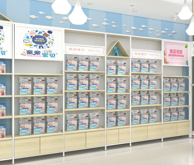 河南母嬰店陳列架,定制母嬰貨架廠家,母嬰店展示架