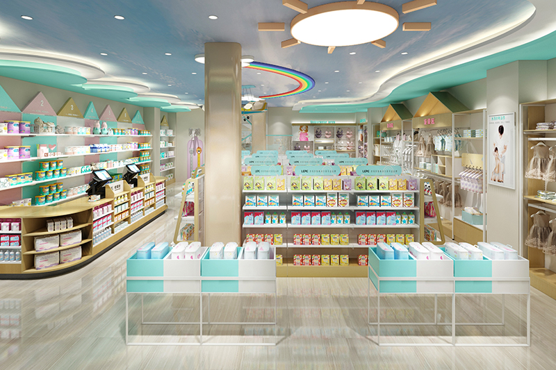 河北母嬰貨架，母嬰陳列架，母嬰整店輸出，奶粉陳列架，大唐展示架，定制貨架