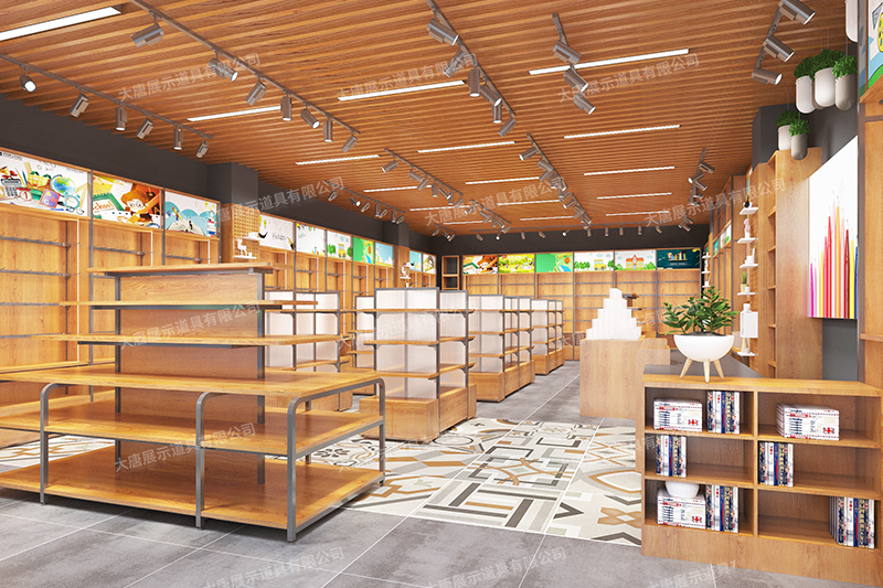 西寧文具店貨架，文具貨架， 文具店道具，文具中島柜， 文具店貨架靠墻，大唐展示貨架