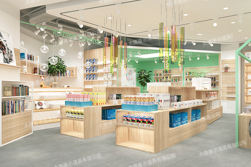 山西文具店貨架，文具貨架， 文具店道具，文具中島柜， 文具店貨架靠墻，大唐展示貨架