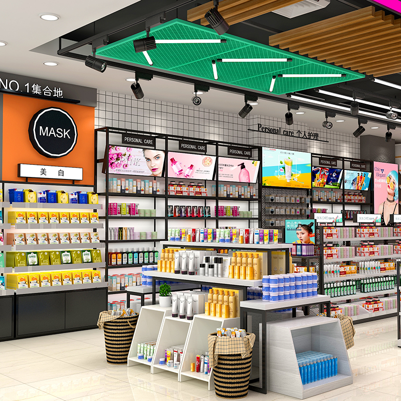 湖北精品化妝品陳列柜美妝展示架多層陳列架