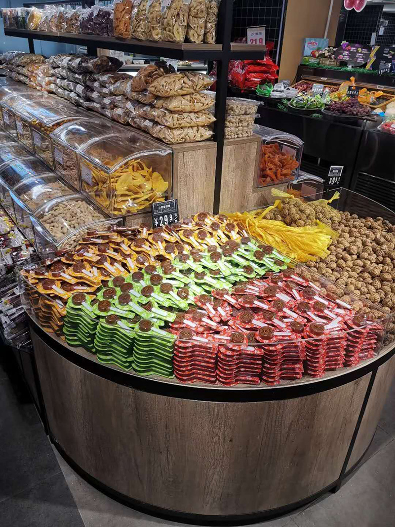 寧波進口零食展示架,小食品陳列架,廣州大唐貨架廠