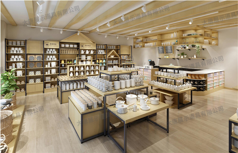 蘿崗家居百貨店貨架,鋼木貨架,商品展示貨架