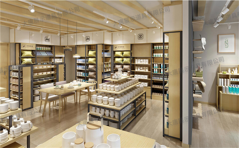 重慶家居百貨店貨架,鋼木貨架,商品展示貨架