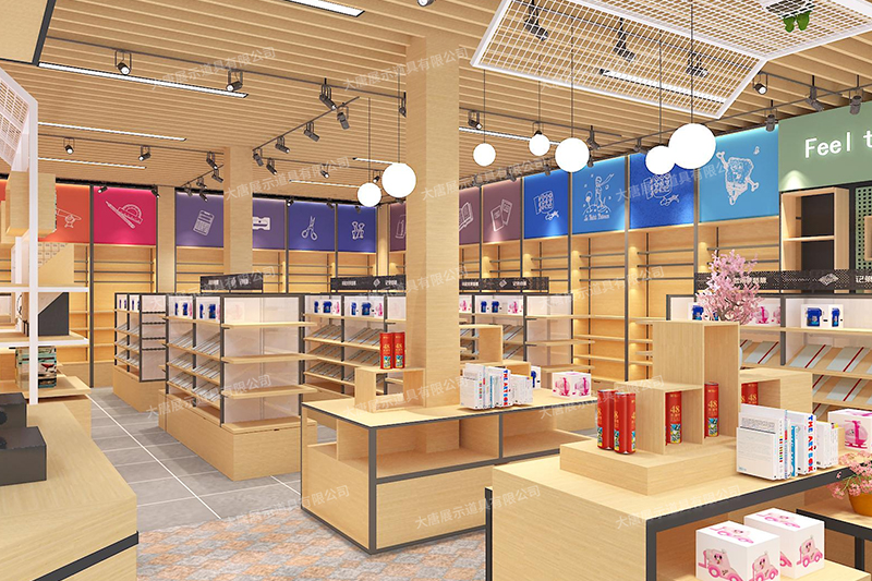 德陽文具店貨架，文具貨架， 文具店道具，文具中島柜， 文具店貨架靠墻，大唐展示貨架