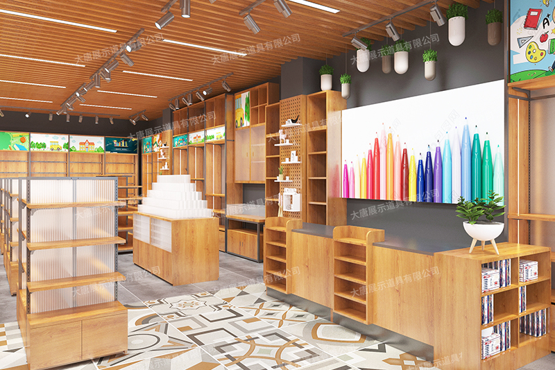 銅仁文具店貨架，文具貨架， 文具店道具，文具中島柜， 文具店貨架靠墻，大唐展示貨架