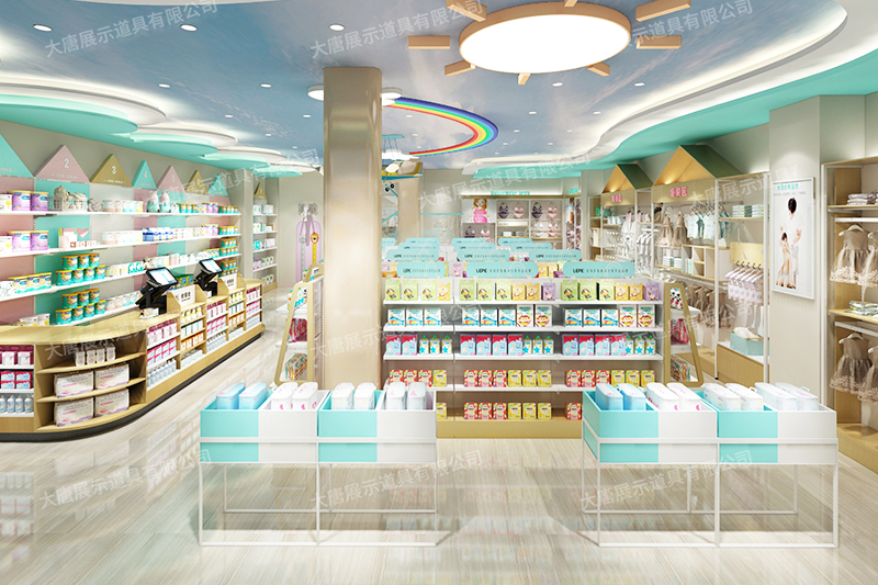 黑龍江母嬰貨架，母嬰陳列架，母嬰整店輸出，奶粉陳列架，大唐展示架，定制貨架